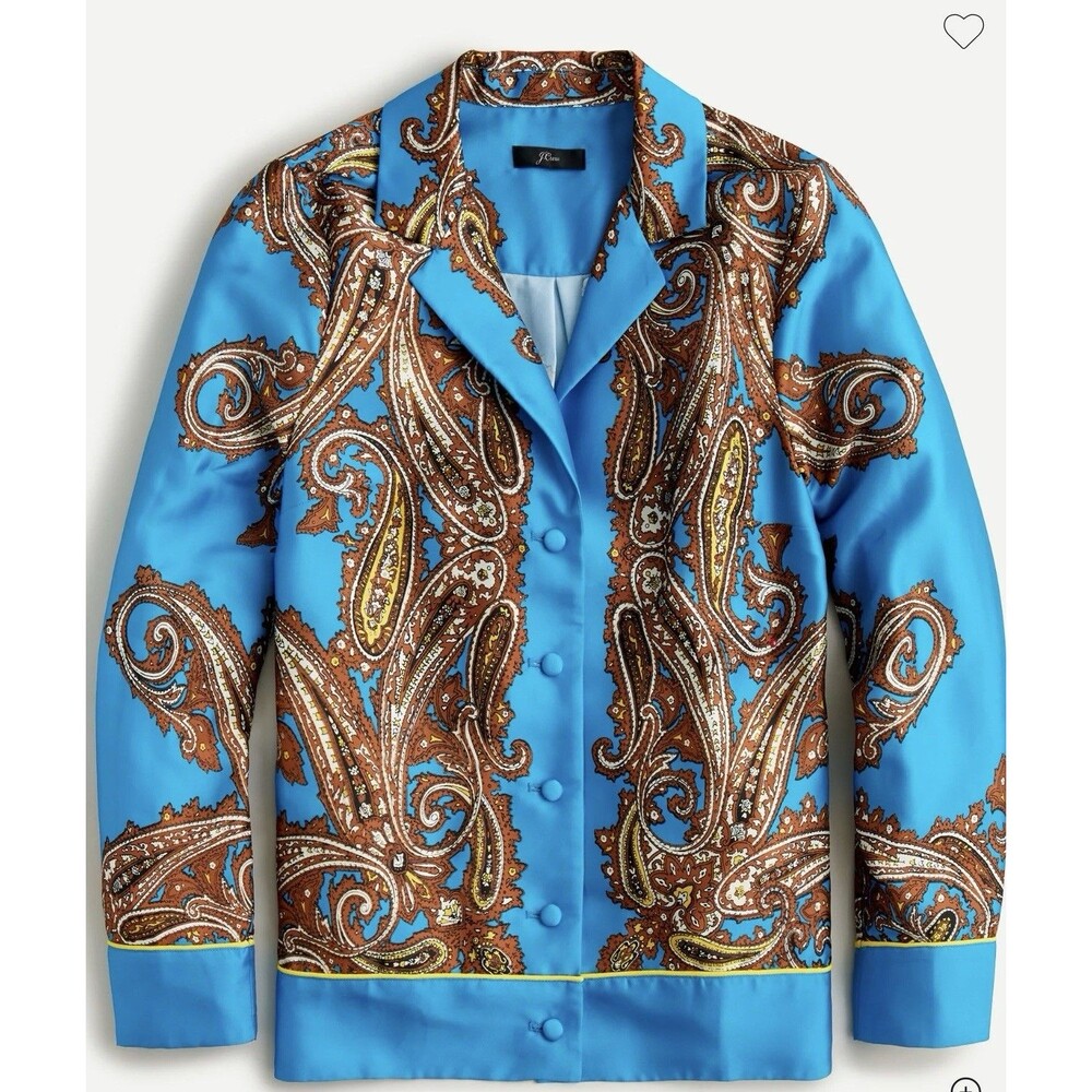 J.Crew Drapey button-up shirt in blue paisley print Size XS EUC